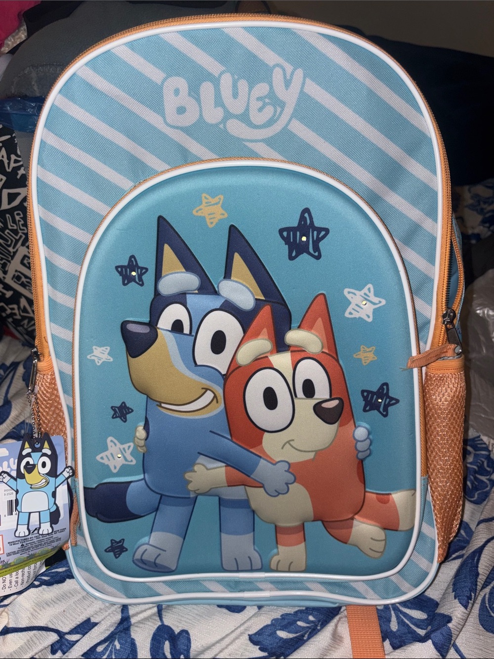 Disney Bluey Light Blue and Orange Kids Backpack